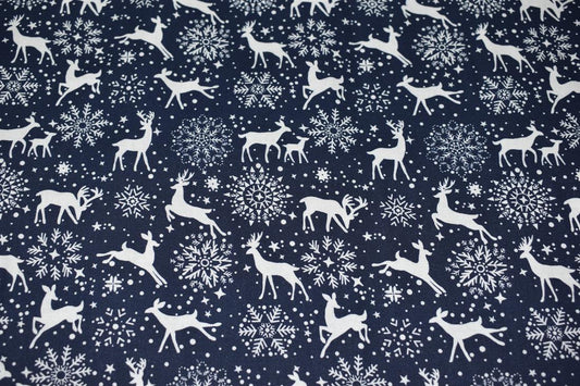 Navy Blue Christmas Reindeer Tablecloth Available In Many Sizes - CushionCoverAndDecor