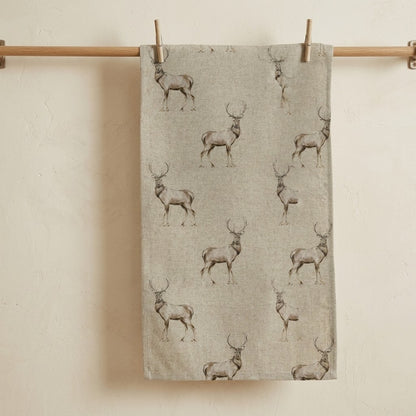 Weihnachts-Geschirrtücher, Küchentücher mit Hirschkopf- und Hirschmotiv, Wildtierdesign, Fryetts, 100 % Baumwolle, handgefertigt
