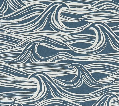 Ocean Waves Cushion Cover , Nautical Pillow Cover , Navy Indigo Blue Seaside Cushion Cover , Surf Navy Cushion 16" 17" 18" 20" 22" 24" 26" - CushionCoverAndDecor