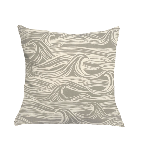 Ocean Waves Cushion Cover , Nautical Pillow Cover , Seaside Cushion Cover , Surf Grey Cushion 10" 12" 14" 16" 17" 18" 20" 22" 24" 26" - CushionCoverAndDecor