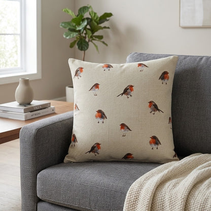 Festive Christmas Robin Cushion Cover