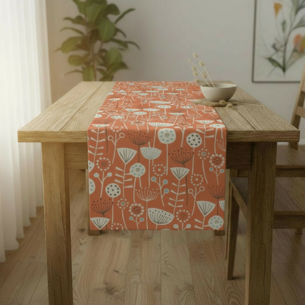 Tischläufer, Servietten mit springenden Hasen, Naturbeige-Design, Ostertischläufer, Größen: 91 cm, 122 cm, 137 cm, 152 cm, 163 cm, 183 cm, 213 cm, 244 cm, 264 cm, Handgefertigt aus 100 % Baumwolle