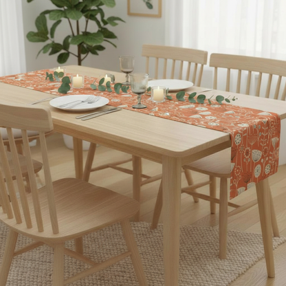 Tischläufer, Servietten mit springenden Hasen, Naturbeige-Design, Ostertischläufer, Größen: 91 cm, 122 cm, 137 cm, 152 cm, 163 cm, 183 cm, 213 cm, 244 cm, 264 cm, Handgefertigt aus 100 % Baumwolle