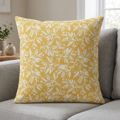 Berry Clusters Ochre Yellow Floral Cushion Cover