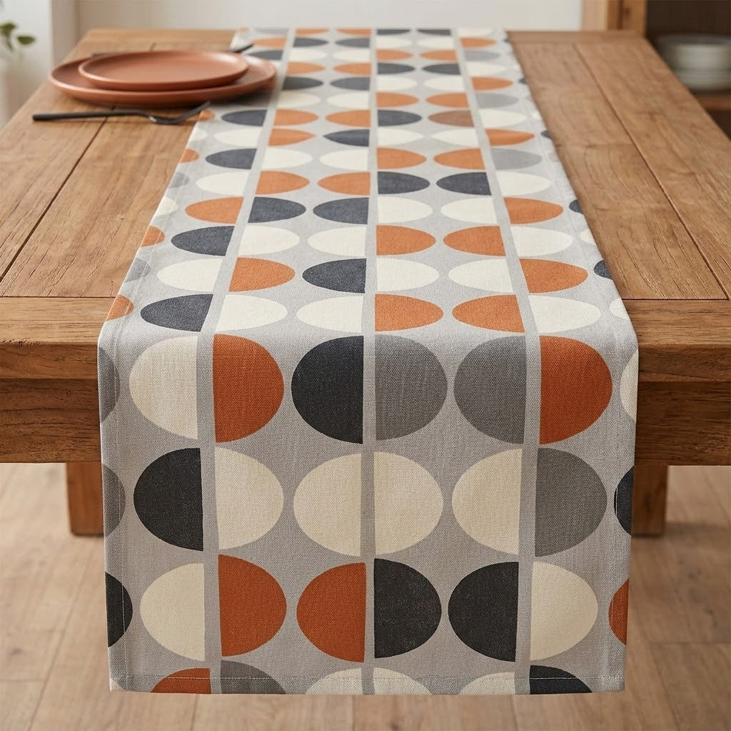 Orange Geometric Table Runner – Shoreditch Mid-Century Modern