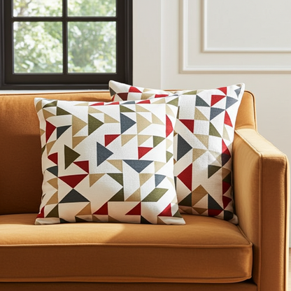 Kissenbezug 25, 30, 35, 40, 43, 46, 46, 51, 56, 61, 66 cm, Prestigious Textiles, Punkt-zu-Punkt-Design im Vintage-Stil, Grün, Blau, Rot, Handgefertigt, 100 % Baumwolle