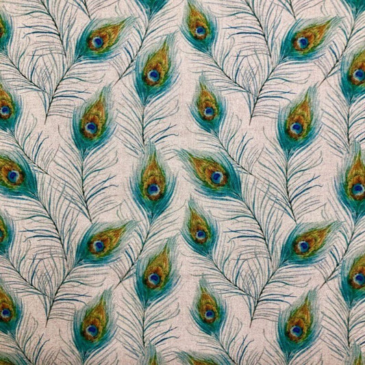 Peacock Feathers Tablecloth, Napkins Cotton Rich Linen Look Fabric Design , Tablecloth UK - CushionCoverAndDecor