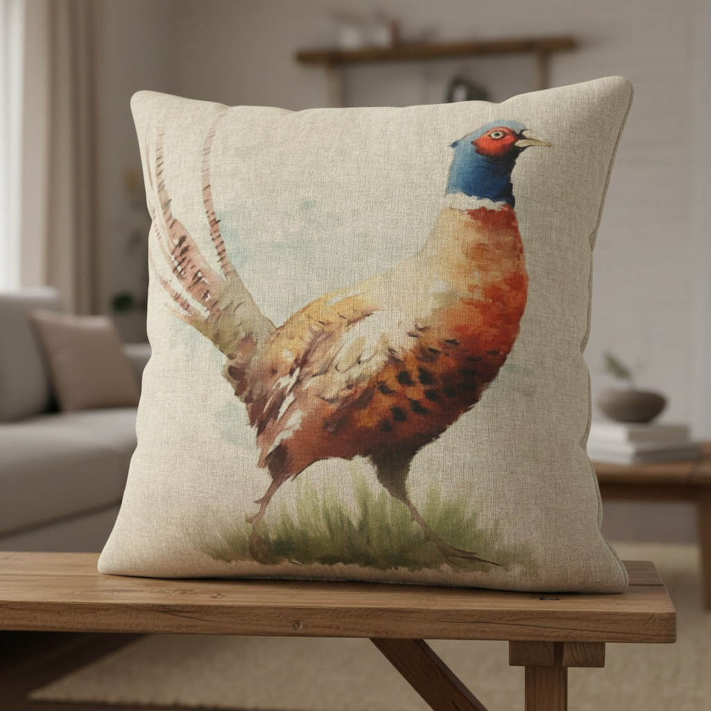 Pheasant Natural Beige Cushion Cover