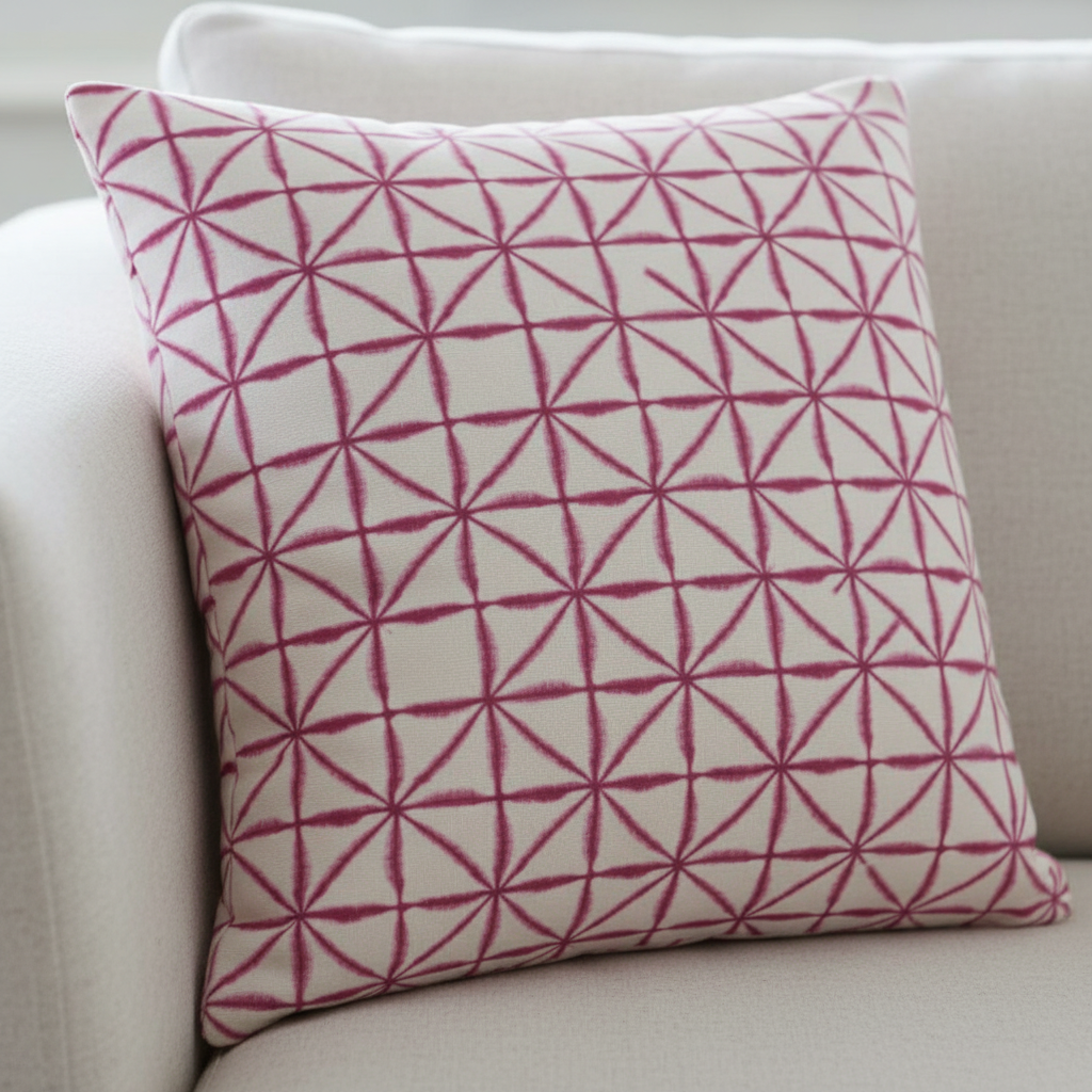 Nussa Pink Raspberry Abstract Geometric Cushion Cover