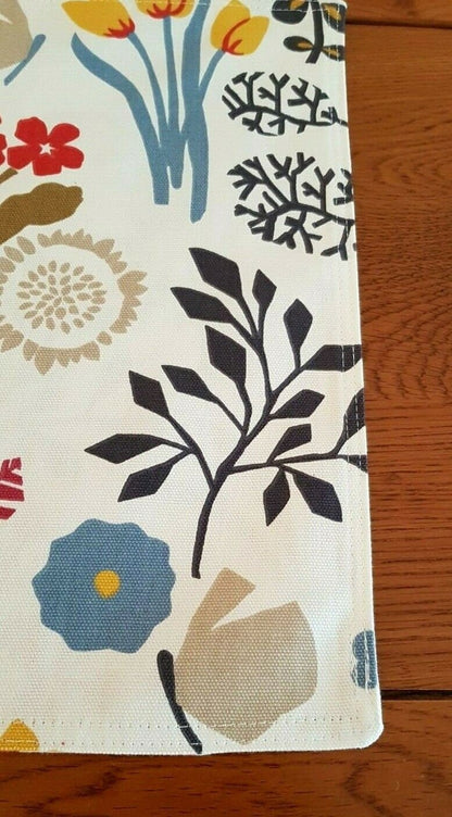 Placemats Set , Fabric Placemat Bird Floral Indigo Cranberry Design , Fabric Cloth 12"x17" 100% Cotton Handmade - CushionCoverAndDecor