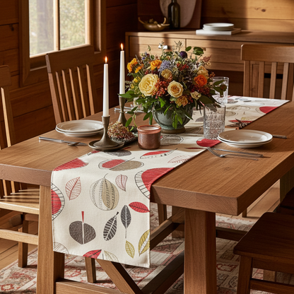 Maple Apples Red Berry Table Runner