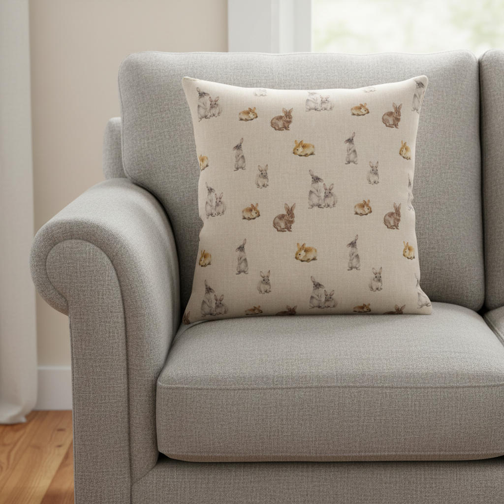 Cute Bunny Rabbits Cushion Cover
