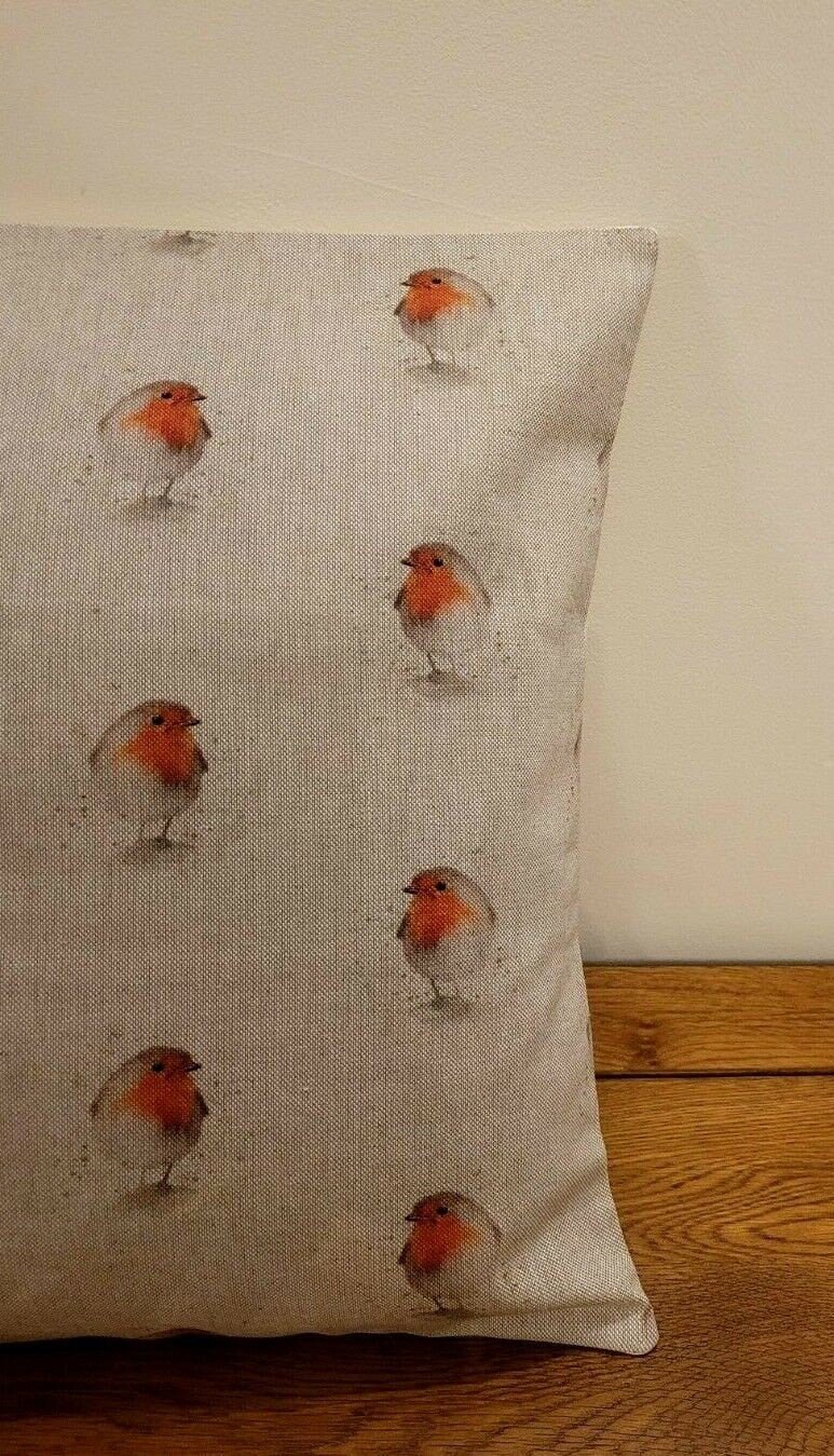 Robin Cushion Cover , Natural Beige Pillow cover , Pillow Sham , Christmas Robin Cushion Cover 10" 12" 14" 16" 17" 18" 20" 22" 24" 26" - CushionCoverAndDecor