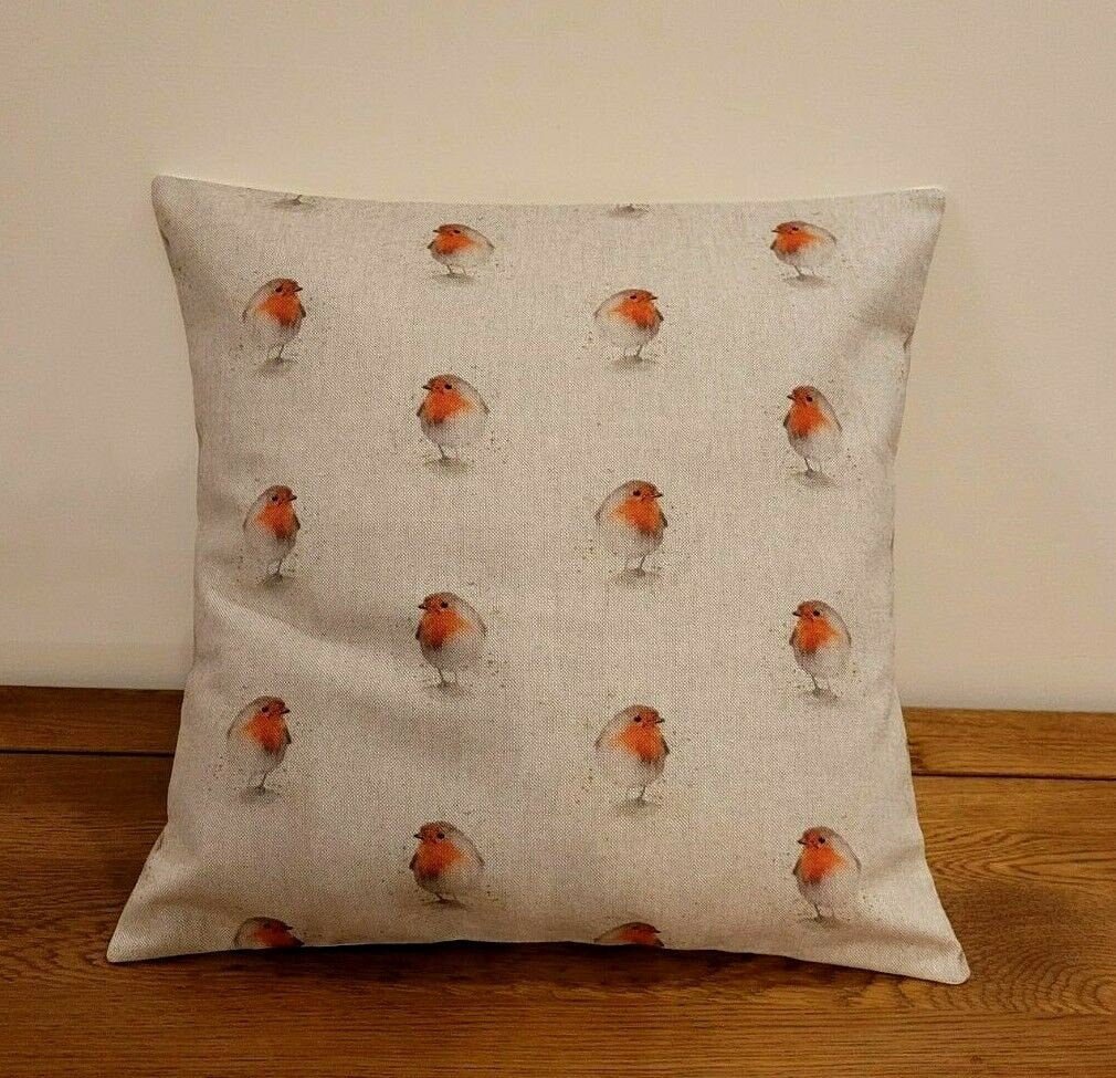 Robin Cushion Cover , Natural Beige Pillow cover , Pillow Sham , Christmas Robin Cushion Cover 10" 12" 14" 16" 17" 18" 20" 22" 24" 26" - CushionCoverAndDecor