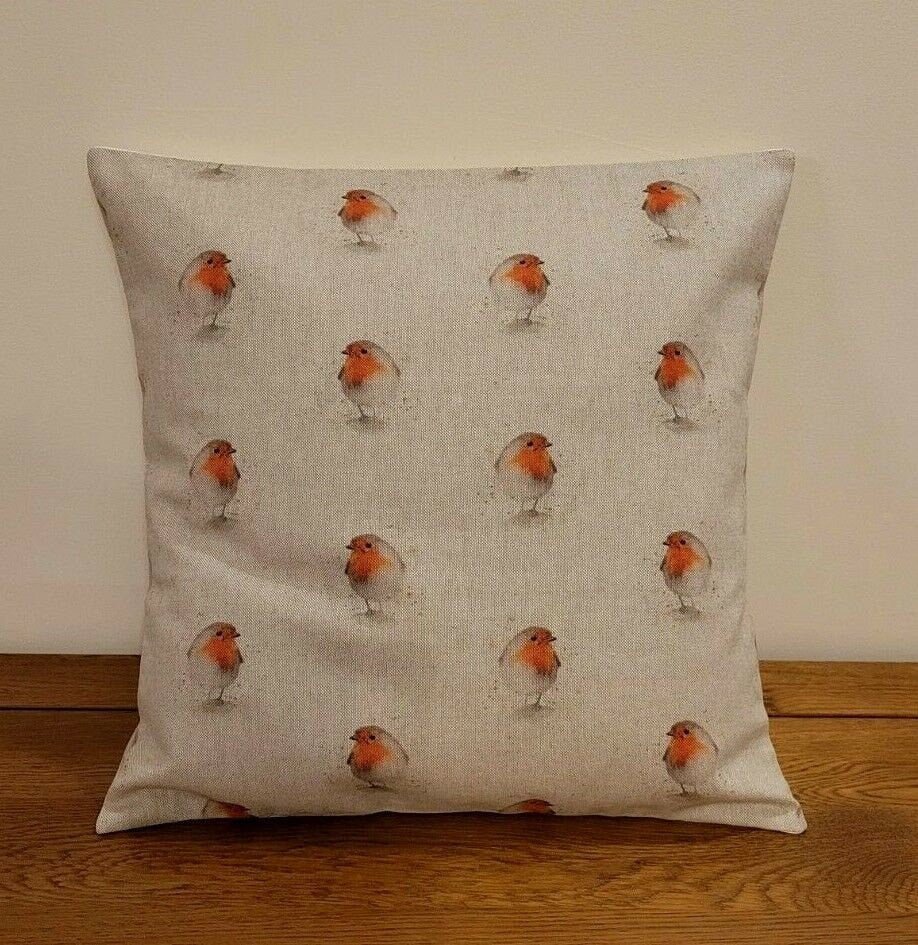 Robin Cushion Cover , Natural Beige Pillow cover , Pillow Sham , Christmas Robin Cushion Cover 10" 12" 14" 16" 17" 18" 20" 22" 24" 26" - CushionCoverAndDecor