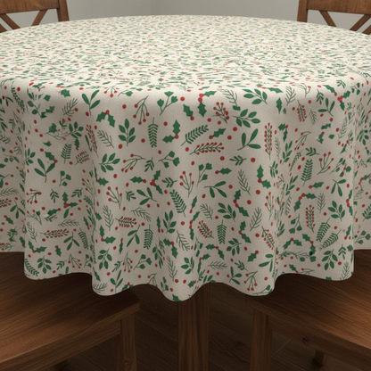 Tischdecke mit Weihnachtsmotiv (Mistelzweig & Beeren) in vielen Größen erhältlich