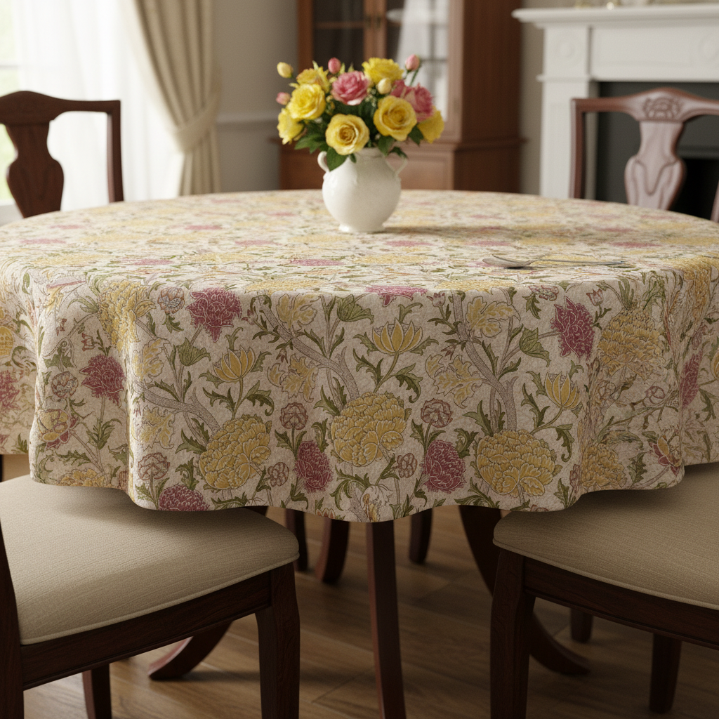 Tischdecke aus Baumwolle mit Orchideen- und Butterblumenmuster von William Morris