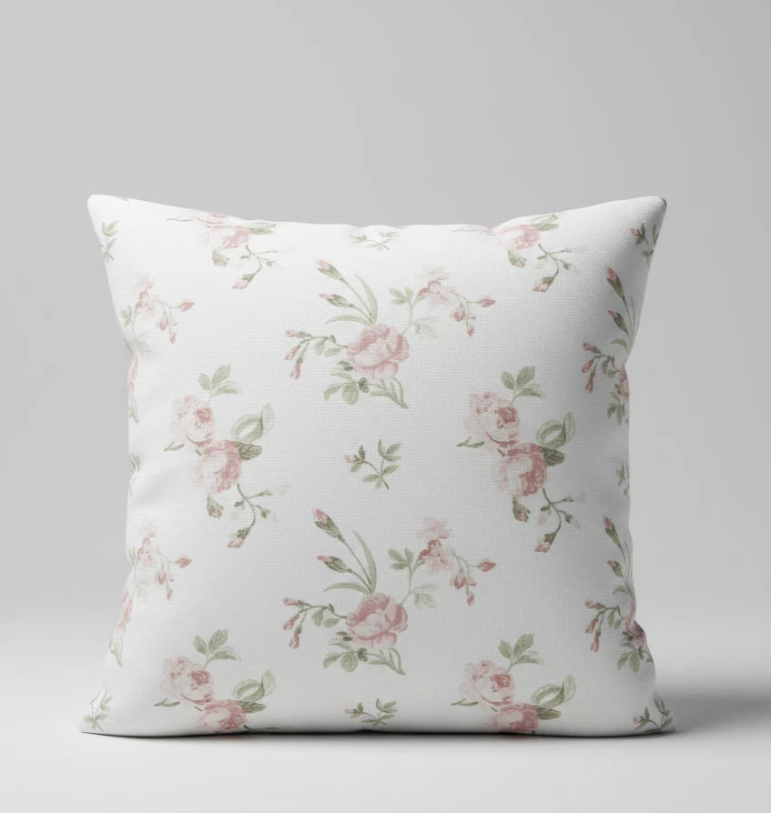 Pink Roses Floral Vintage Cushion Cover