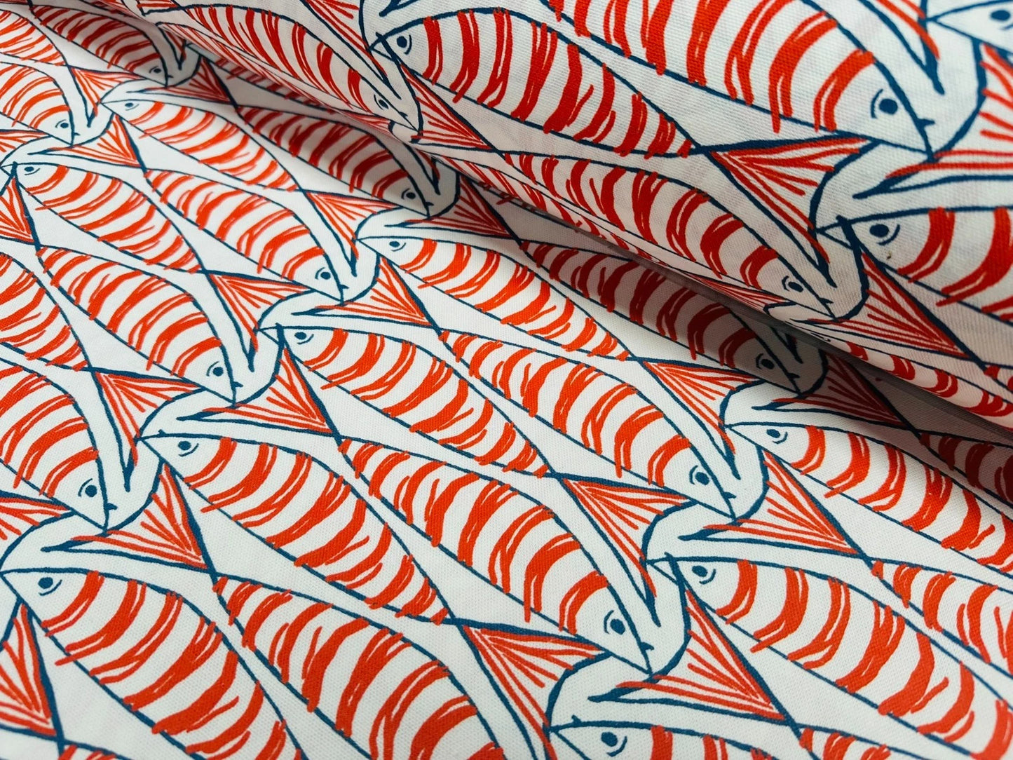 Kissenbezug „Cornish Sardines“, Kissenbezug „Seaside Fish“ (maritim), Kissenbezug „Natürlich“, marineblau-indigoblauer Fisch, Größen: 14", 16", 17", 18", 20", 22", 24", 26"