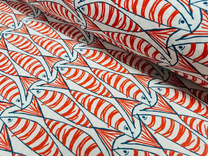 Kissenbezug „Cornish Sardines“, Kissenbezug „Seaside Fish“ (maritim), Kissenbezug „Natürlich“, marineblau-indigoblauer Fisch, Größen: 14", 16", 17", 18", 20", 22", 24", 26"