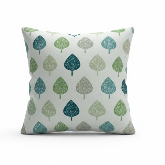Symmetrical Leaf Leaves Teal Green Cushion Cover