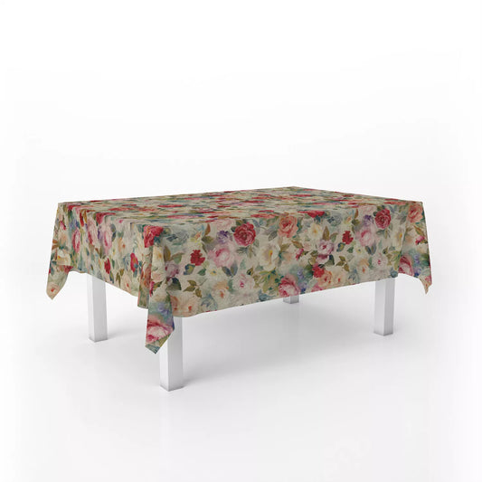 Vintage Rose Floral Tablecloth Available In Many Sizes