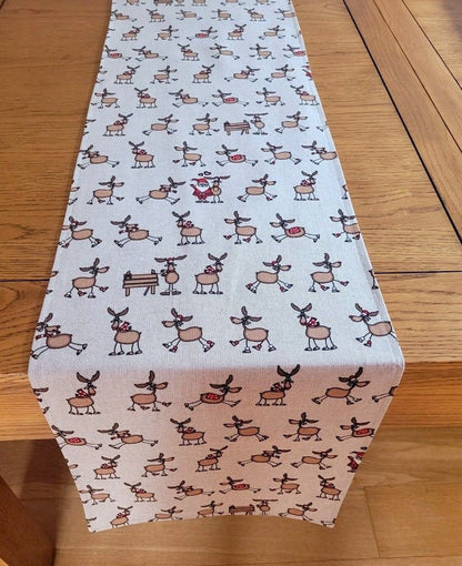 Santa Rudolph Christmas Table Runner - CushionCoverAndDecor