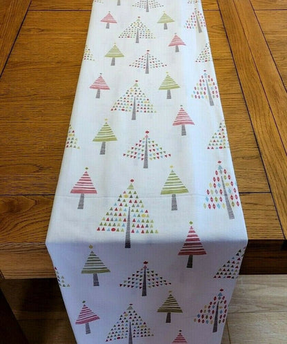 Scandi Christmas Trees Table Runner , Christmas Napkins 36" 48" 54" 60" 64" 72" 84" 96" 104" Handmade John Lewis Fabric - CushionCoverAndDecor