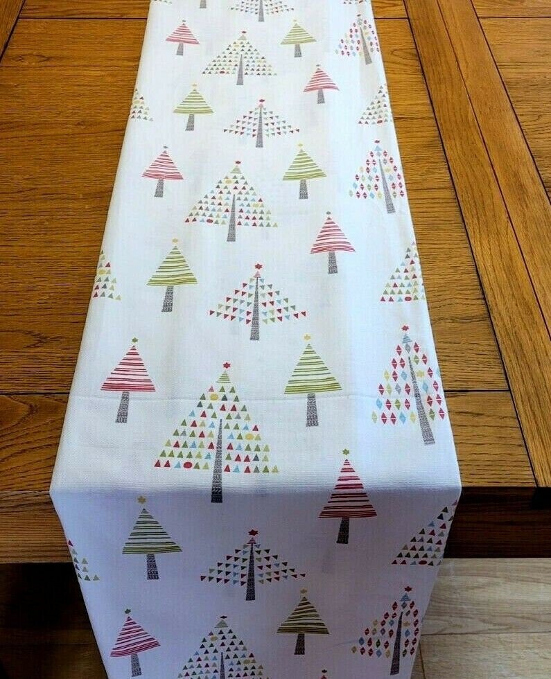 Scandi Christmas Trees Table Runner , Christmas Napkins 36" 48" 54" 60" 64" 72" 84" 96" 104" Handmade John Lewis Fabric - CushionCoverAndDecor