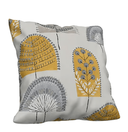 Scandi Wood Trees Cushion Cover Ochre Grey Design , Decorative Pillow Cover 10" 12" 14" 16" 17" 18" 20" 22" 24" 26" 100% Cotton Handmade - CushionCoverAndDecor