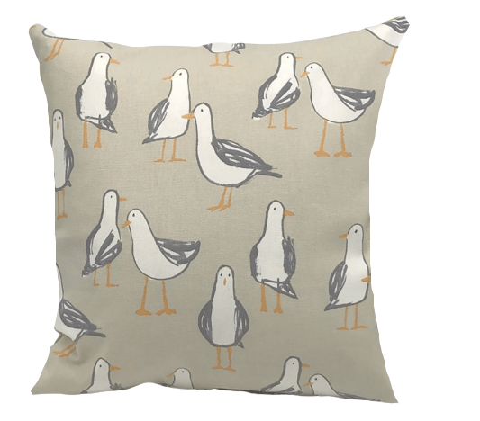 Seagull Laridae Cushion Cover , Beige Taupe Pillow Cover , Nautical Marine Seaside Cushion , Cushion Cover UK - CushionCoverAndDecor