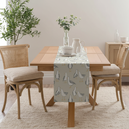 Tischläufer, Servietten mit springenden Hasen, Naturbeige-Design, Ostertischläufer, Größen: 91 cm, 122 cm, 137 cm, 152 cm, 163 cm, 183 cm, 213 cm, 244 cm, 264 cm, Handgefertigt aus 100 % Baumwolle