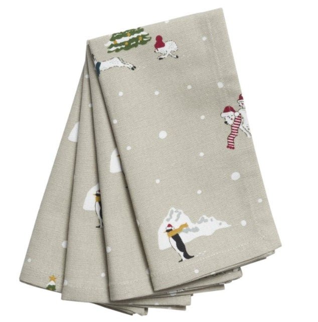 Sophie Allport Fabric Napkins , Christmas Cloth Napkin , Festive Fabric Napkins 100% Cotton Handmade - CushionCoverAndDecor