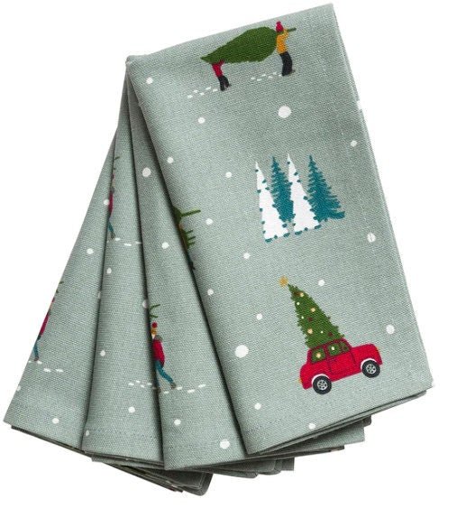 Sophie Allport Fabric Napkins , Christmas Cloth Napkin , Festive Fabric Napkins 100% Cotton Handmade - CushionCoverAndDecor