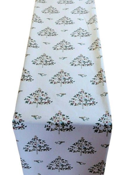 Sophie Allport Partridge Stone Christmas Table Runner - CushionCoverAndDecor