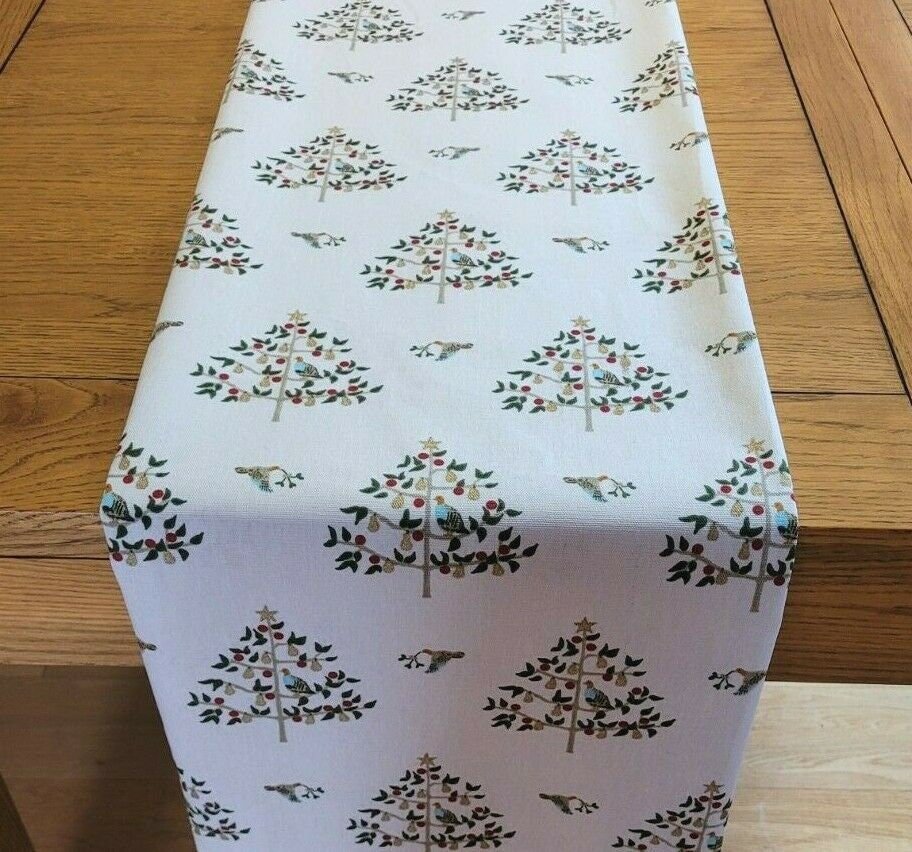 Sophie Allport Partridge Stone Christmas Table Runner - CushionCoverAndDecor