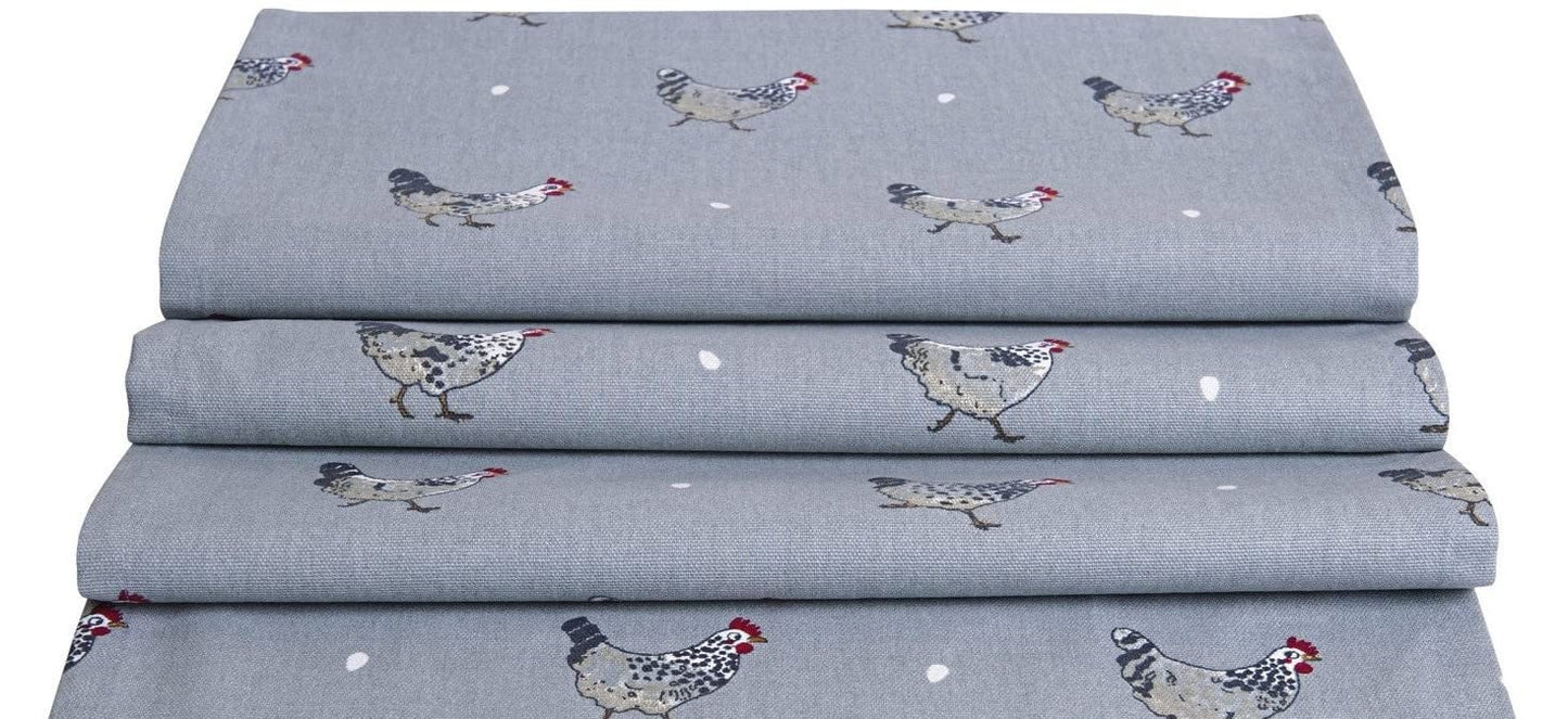 Sophie Allport Table Runner , Sophie Allport Chicken Grey Table Runner , Chicken Easter Table Runner 48" 54" 60" 64" 72" 84" 96" 104" - CushionCoverAndDecor