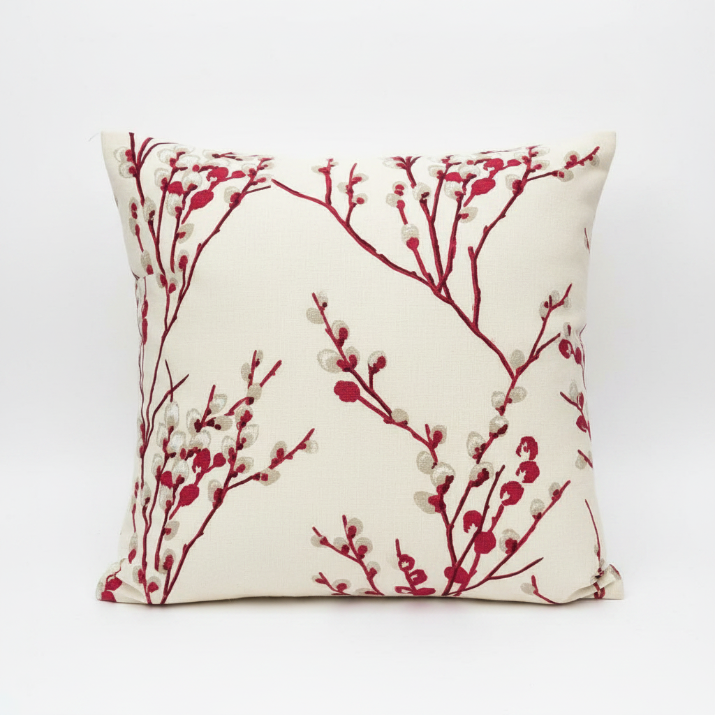 Laura Ashley Pussy Willow Cranberry Cushion Cover