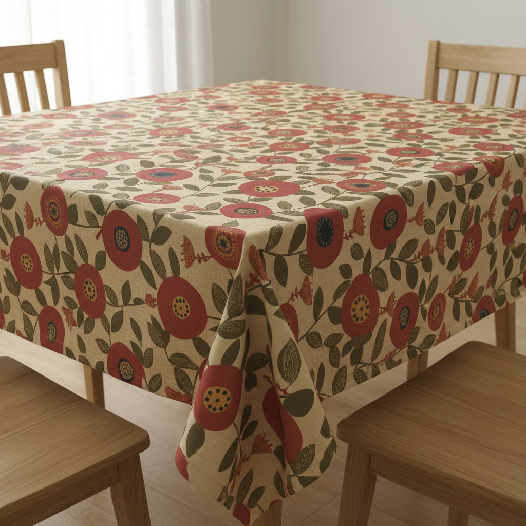Scandi Floral Burnt Umber Tablecloth
