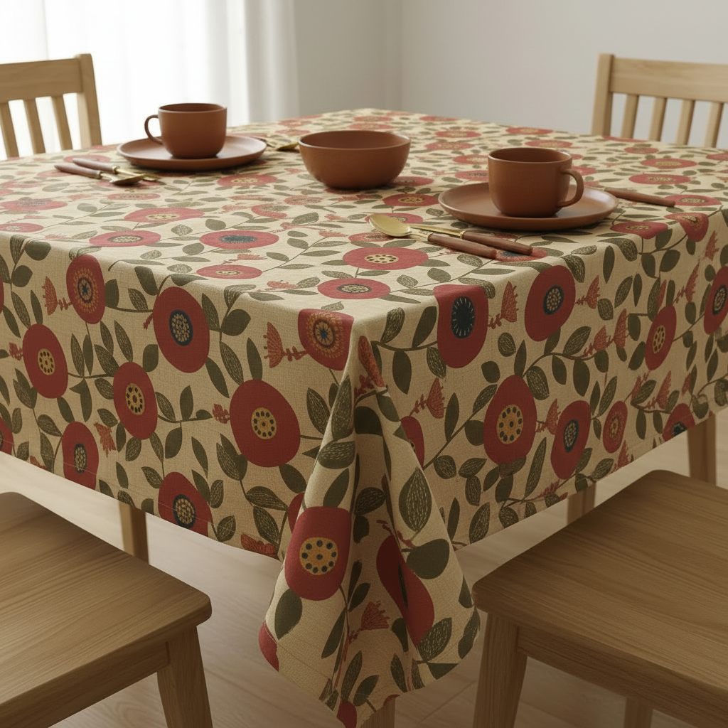 Scandi Floral Burnt Umber Tablecloth