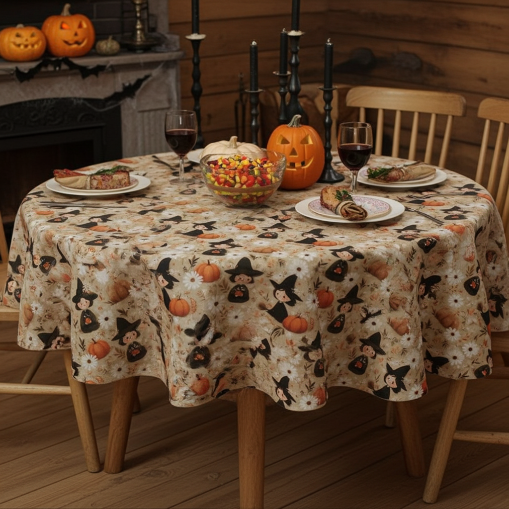 Witches & Pumpkins Halloween Tablecloth