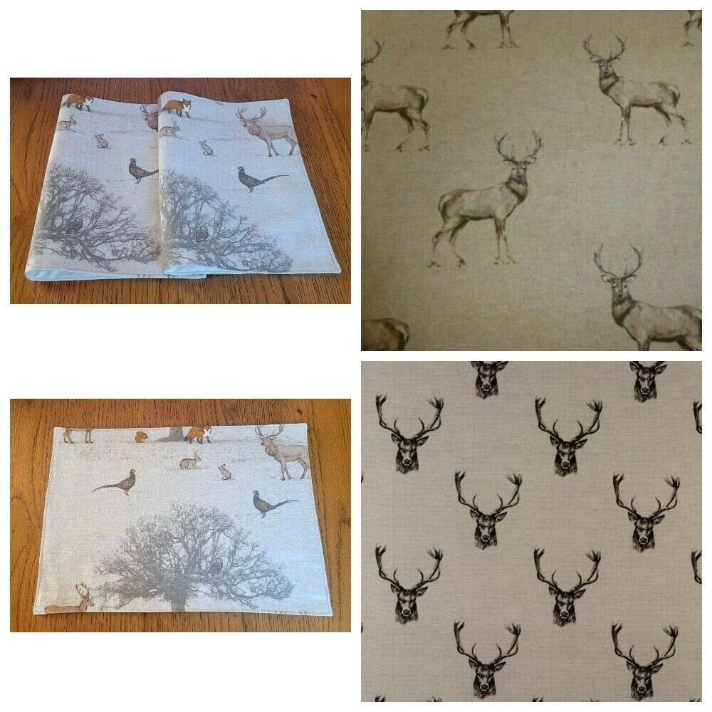 Stags Placemats , Wildlife Placemats , Christmas Fabric Placemats , Christmas Decor 100% Cotton Handmade - CushionCoverAndDecor