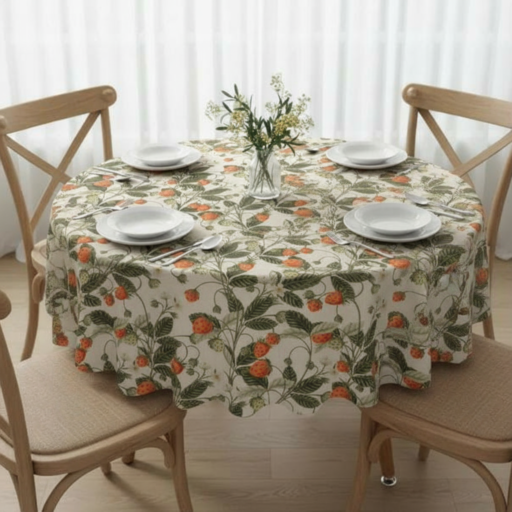 Strawberries Berry Natural Tablecloth