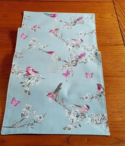 Table Runner Beautiful Birds Floral Blue Pink Design 36" 48" 54" 60" 64" 72" 84" 96" 104" , Blue Pink Table Runner - CushionCoverAndDecor