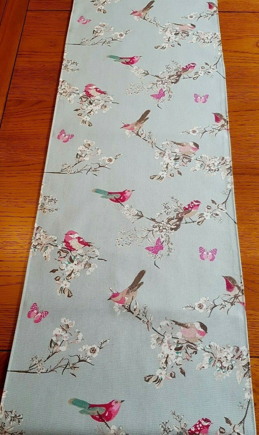 Table Runner Beautiful Birds Floral Blue Pink Design 36" 48" 54" 60" 64" 72" 84" 96" 104" , Blue Pink Table Runner - CushionCoverAndDecor