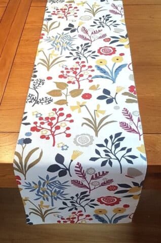 Table Runner Frida Indigo Cranberry Red Floral Berry Leaf Design 36" 48" 54" 60" 64" 72" 84" 96" 104" - CushionCoverAndDecor