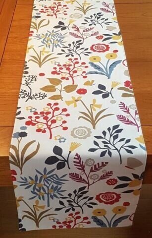 Table Runner Frida Indigo Cranberry Red Floral Berry Leaf Design 36" 48" 54" 60" 64" 72" 84" 96" 104" - CushionCoverAndDecor