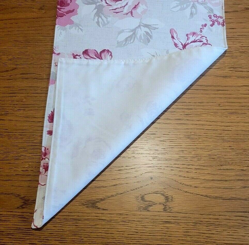 Table Runner Genevieve Raspberry Pink Red Beige Floral Design 36" 48" 54" 60" 64" 72" 84" 96" 104" Clarke & Clarke 100% Cotton Handmade - CushionCoverAndDecor