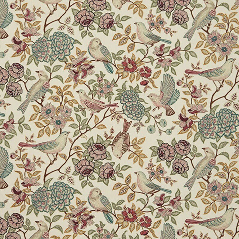 Table Runner Heritage Fern Beige Brown Birds Floral Design 36" 48" 54" 60" 64" 72" 84" 96" 104" Handmade 100% Cotton - CushionCoverAndDecor