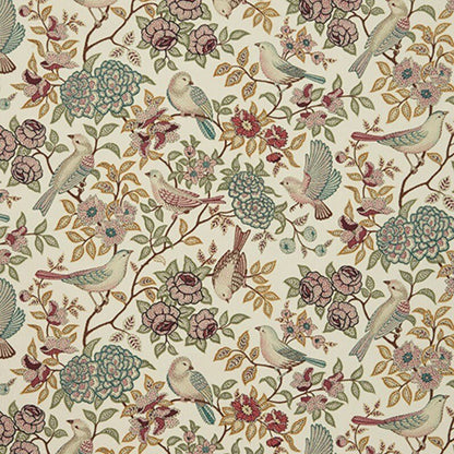 Table Runner Heritage Fern Beige Brown Birds Floral Design 36" 48" 54" 60" 64" 72" 84" 96" 104" Handmade 100% Cotton - CushionCoverAndDecor